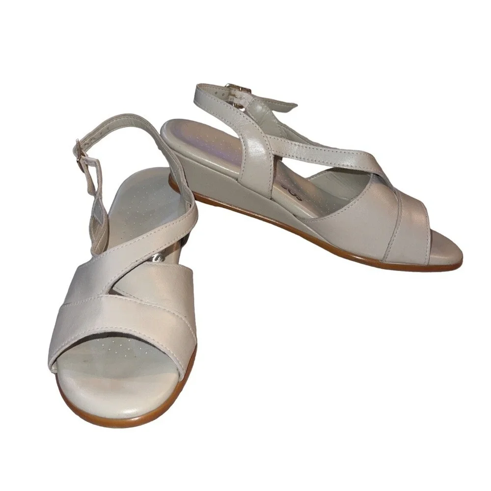 SAS Leather Adjustable Strap Comfort Sandals Shoes Women's Sz 6.5W Cream Ivory - Picture 5 of 16